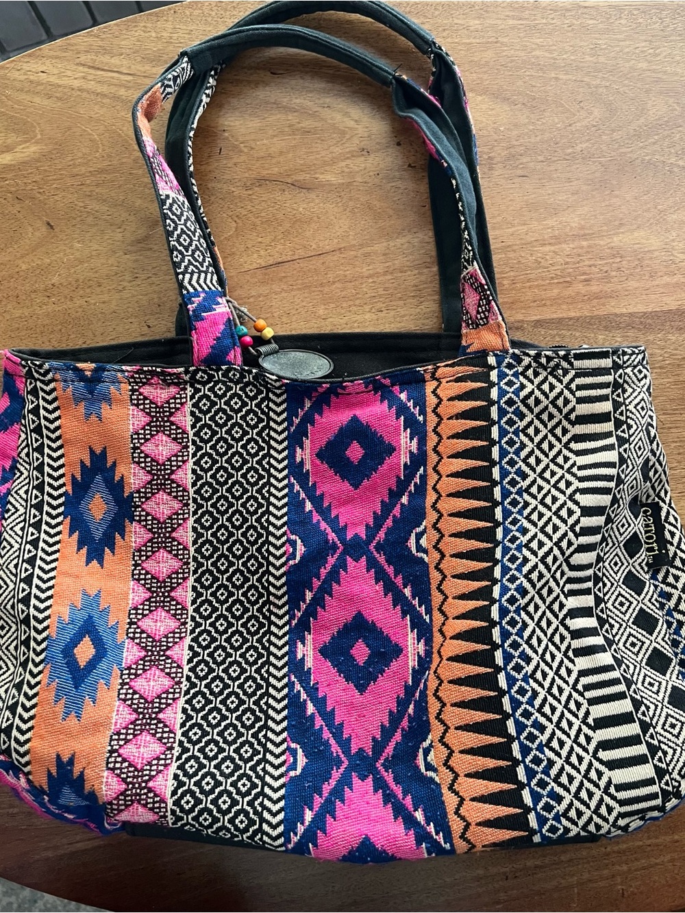 Carori southwestern tribal woven tote bag boho patterned should bag purse